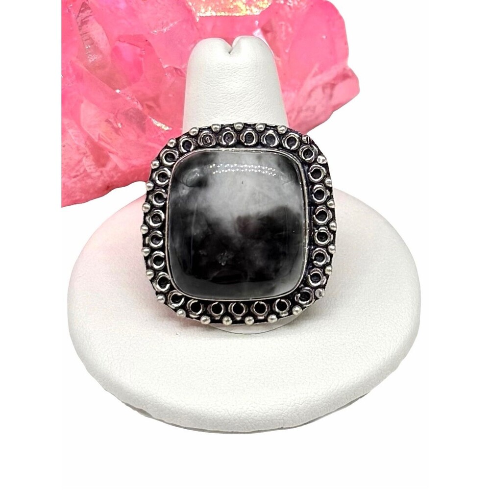 White Buffalo Turquoise Ring Size 9.5 925 Sterling Silver Overlay